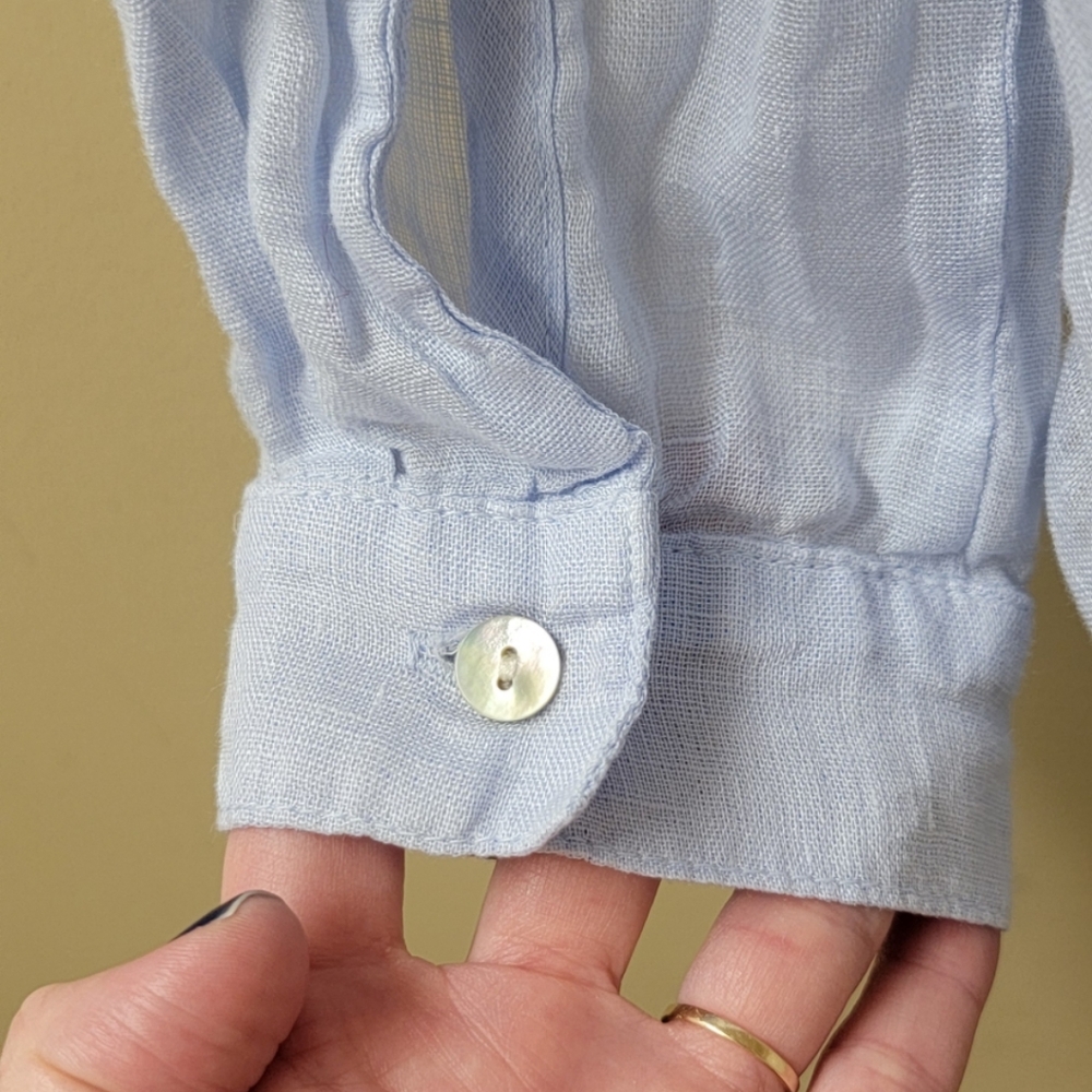 Bella Dahl Linen Pocket Button Down In Perennial Blue XS - Picture 6 of 10